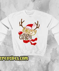 Reindeer Shaped Merry Christmas Sweatshirt