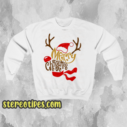 Reindeer Shaped Merry Christmas Sweatshirt