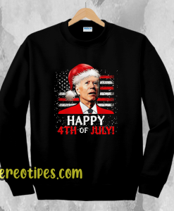 Santa Joe Biden Happy 4th Of July USA Flag Christmas Ugly Sweater