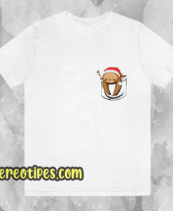 Sloth in pocket christmas t shirt