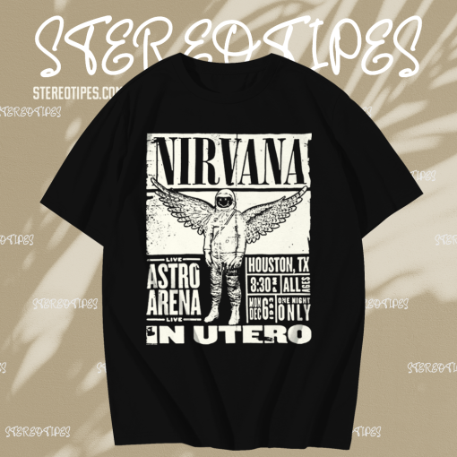 Nirvana In Utero Tour Astro Arena Houston Texas T-shirt Black TPKJ1