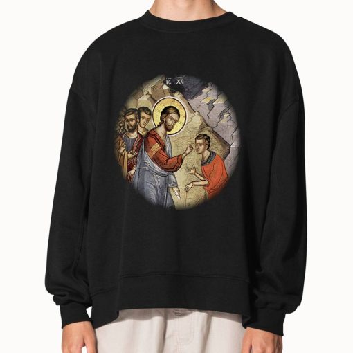 Blind Man in a temple Sweatshirt